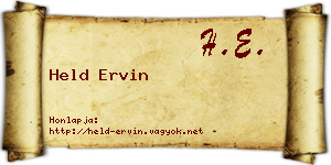 Held Ervin névjegykártya